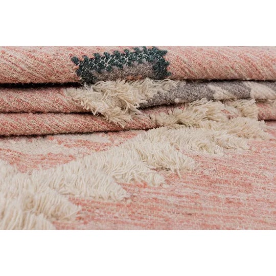 2020s Soft Pink Moroccan Bohemian Hand Woven Wool Rug 6x9 Ft. For Sale - Image 4 of 11