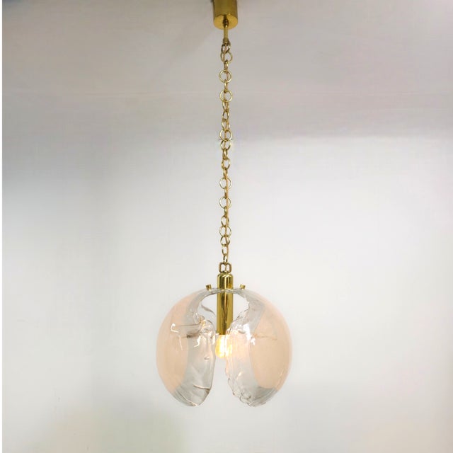 Brutalist Murano Glass Light with Brass Frame from Kaiser Leuchten, 1970s For Sale - Image 4 of 9
