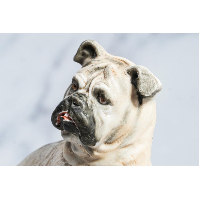 Amazing Antique Hand Painted English Pug Dog Porcelain Figurine Statue For Sale - Image 4 of 13