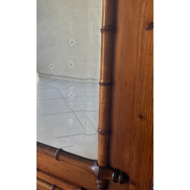 Antique French Armoire With Faux Bamboo & Pine Wood For Sale - Image 16 of 18