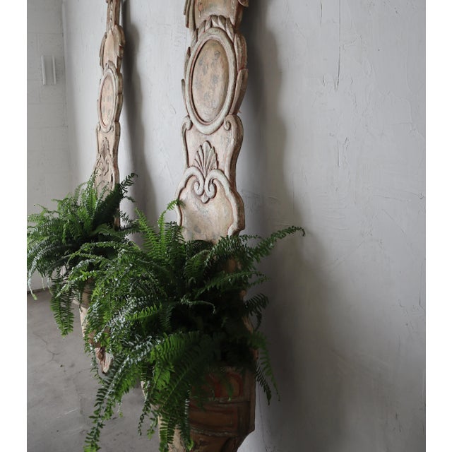 Tan 8ft Tall Pair of Antique European Wood Jardiniere Planters For Sale - Image 8 of 12