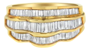 14KT Yellow Gold Diamond Multi-Row Band Ring (1 1/4 cttw, H-I Color, SI1-SI2 Clarity), Size 7
