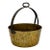 Unusual Mid 1800s Antique Heavy Brass & Hand Wrought Iron Fireplace Hearth Hanging Cooking Pot For Sale