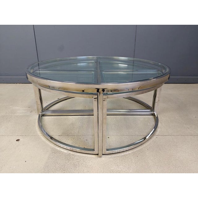 Chromed Coffee Table with Nesting Tables, 1970s, Set of 5 For Sale - Image 10 of 12
