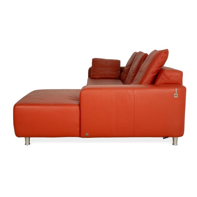 Orange Leather Corner Sofa in Orange by Willi Schillig For Sale - Image 8 of 11