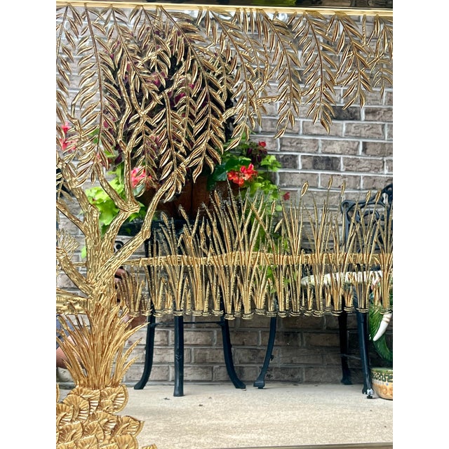 Large Hollywood Regency Chinoiserie Brass Etched Mirror 53.5” X 29.5” For Sale - Image 6 of 8