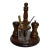 Vintage Mid-Century Wood & Glass Condiment Caddy Salt & Pepper Mill Set For Sale