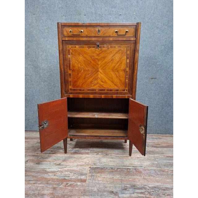 Wood Late 18th Century LXVI Marquetry Drop-Front Secretary For Sale - Image 7 of 11