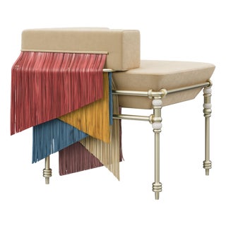 Seraphine Chair with Fringes Handmade by Ottiu For Sale