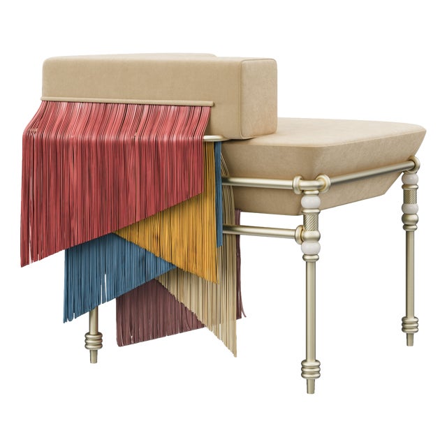 Seraphine Chair with Fringes Handmade by Ottiu For Sale