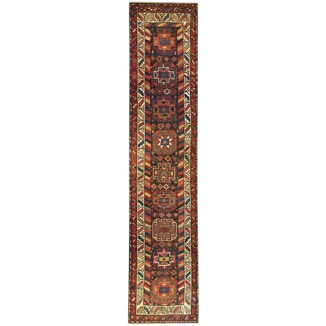 19th Century Octagonal Medallion Azeri Runner Rug For Sale