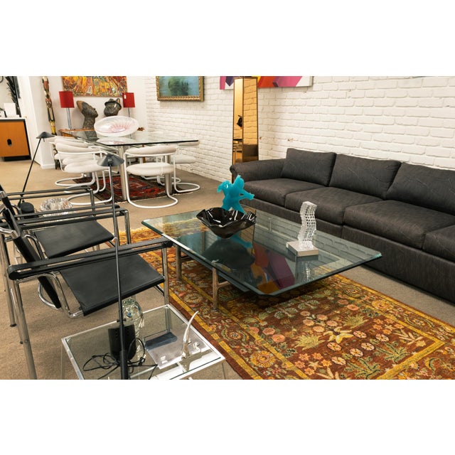 Chrome Antonio Citterio for B&b Italia Diesis 2 Tier Glass Chrome Leather Coffee Table For Sale - Image 8 of 8