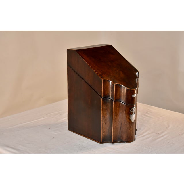 Early 19th century stationery box, which has been converted from a knife box. It is a classic serpentine shape in the...