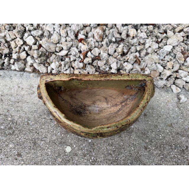 Late 20th Century Vintage Handcrafted Lion Head Wall Planter With Decorative Ring Handles For Sale - Image 5 of 12
