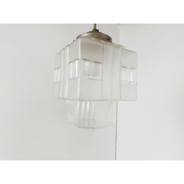 1930s Vintage Art Deco Pendant Light in Glass, 1930s For Sale - Image 5 of 9