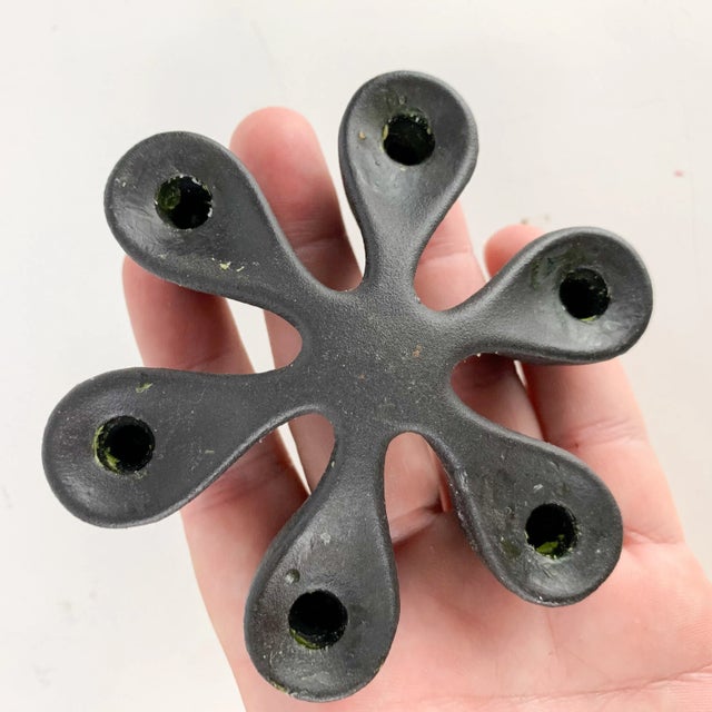 Mid 20th Century Vintage Black Mid Century Modern Laurids Lonborg Metal Candle Holder, Denmark For Sale - Image 5 of 6