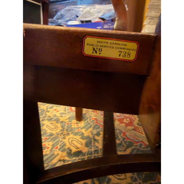 Wood Set of 6 Vintage B. L. Marble Co. Solid Wood Banker’s / Captain’s Chairs (C. 1930s–1940s) For Sale - Image 7 of 16