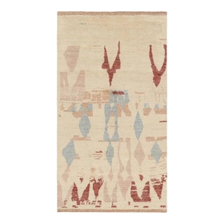 Rug & Kilim’s Moroccan Style Rug With Red Blue & Pink Abstract Geometric Pattern For Sale