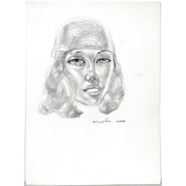 Bohemian Woman - Signed Graphite Portrait Drawing on Textured Paper Portrait of a woman in a Boehme Bandana with...