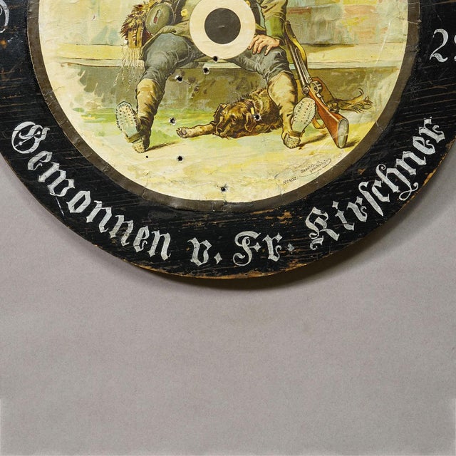 Antique German Shooting Target With Humorous Hunter Motif, Germany 1929 For Sale - Image 4 of 6