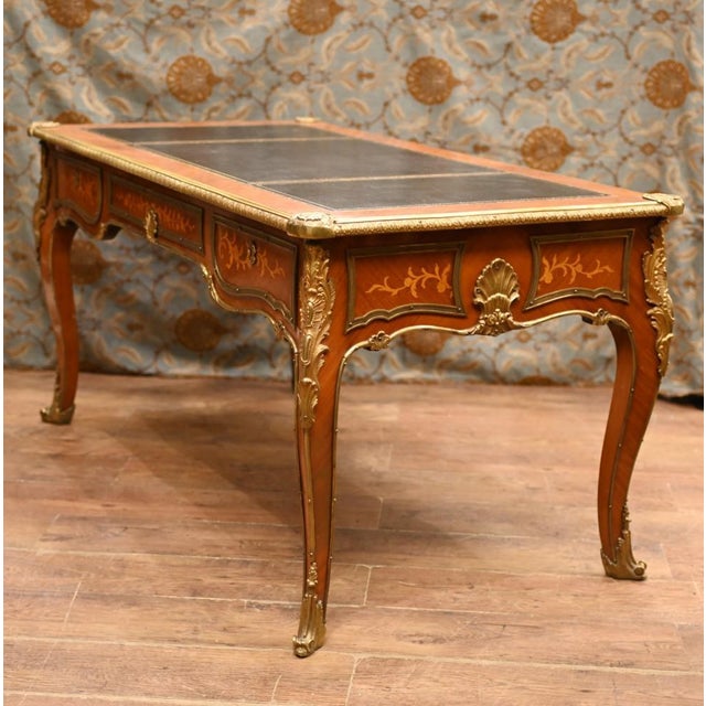 Bureau Plat French Inlay Desk Writing Table, 1920s For Sale - Image 10 of 15