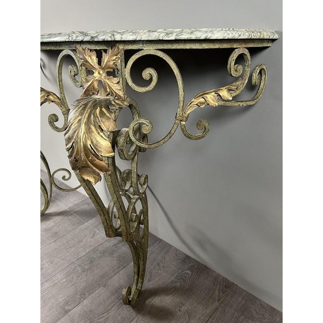 Gold Wrought Iron Wall Console, 20th Century For Sale - Image 8 of 10