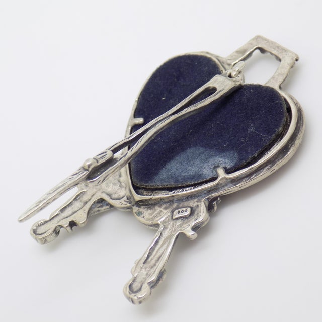 Metal Vintage Italian Handmade Genuine Silver Heart Shaped Mini Frame for Bedside Tables or Dollhouses For Sale - Image 7 of 9