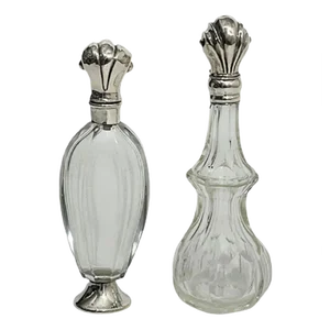 19th Century Dutch Silver and Crystal Scent or Perfume Bottles, Set of 2