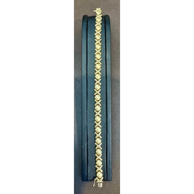 Vintage 14 Karat Yellow Gold 12 Gm X link Bracelet Unisex, 8 Inch Long For Sale - Image 4 of 18