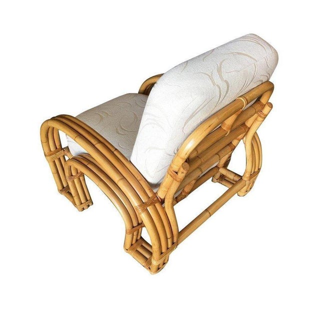 Restored Double Horseshoe Rattan Sofa, Lounge Chair, Side Table Living Room Set For Sale - Image 9 of 10