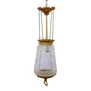 Vintage Late 19th Century Brass Lantern With Glass Shade