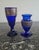 Blue Cobalt Saphir Glass Pieces with Acid-Etched Gilt Classical Frieze by Karlsbad Karlovy Vary and Ludwig Moser & Sons, Czechoslovakia, 1920s, Set of 2 For Sale - Image 8 of 10