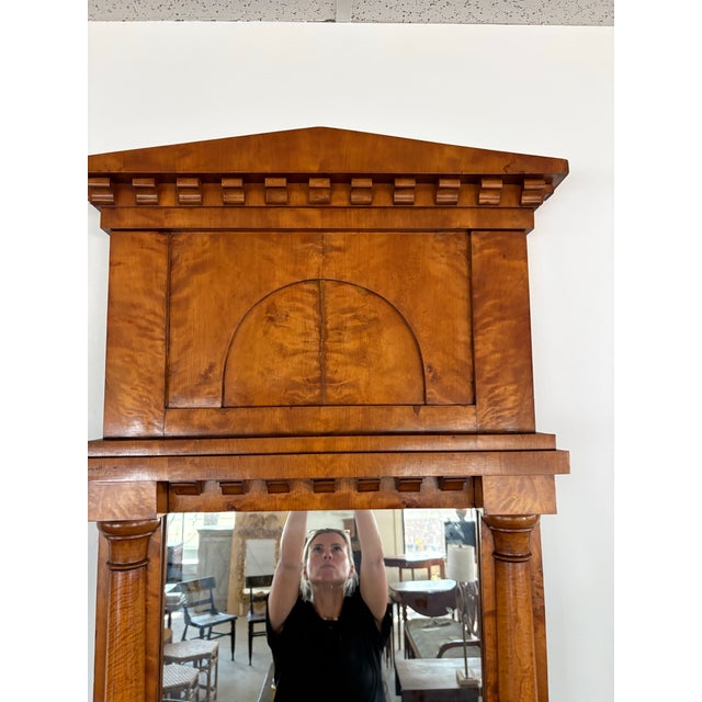 Early 19th Century Biedermeier Walnut Architectural Mirror For Sale - Image 4 of 7