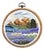 Golden Hour Peaks & Lavender Field - Hand-Embroidered Wall Art For Sale