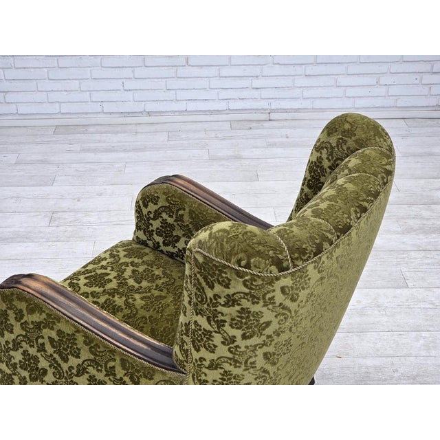 Vintage Danish Relax Chair in Furniture Velour and Oak, 1950s For Sale - Image 15 of 18