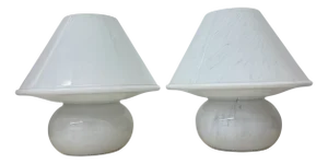Vintage Mushroom Glass Table Lamps from Glashütte Limburg, 1970s, Set of 2