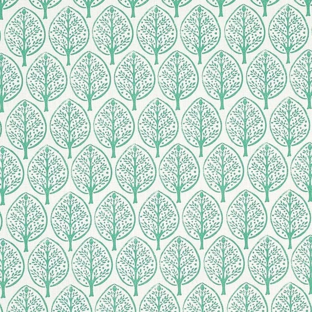 Sample - Schumacher X Molly Mahon Mini Burchetts Fabric in Sea Glass For Sale