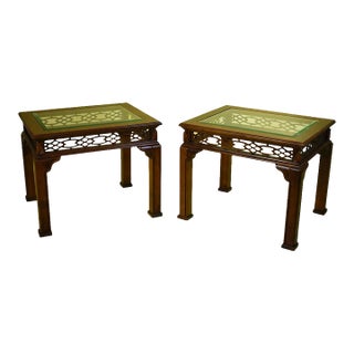 Pair of Ming Style Fretwork Side Tables For Sale