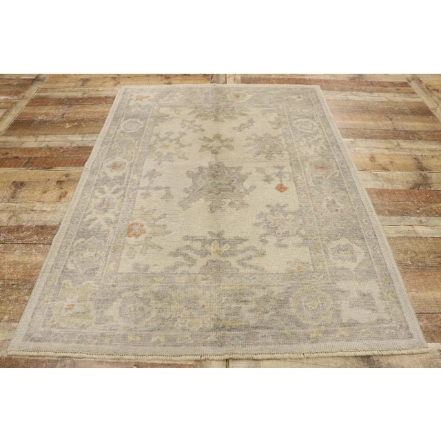 Textile Turkish Oushak Rug - 04'02 X 05'07 For Sale - Image 7 of 9