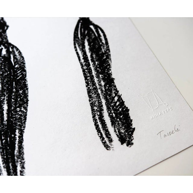 "Tassels" Contemporary Abstract Oil Pastel Drawing For Sale - Image 4 of 5