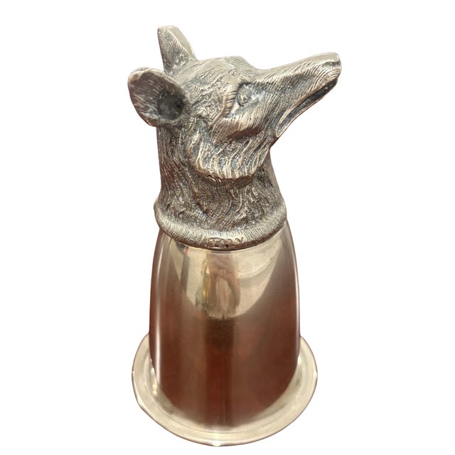 Traditional Vintage Gucci Silver-Tone Fox Head Stirrup Cup For Sale - Image 3 of 8