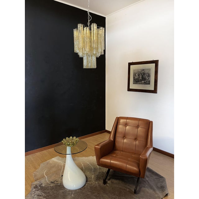 Murano Clear Amber & Gold Glass Tube Chandelier, 1990s For Sale - Image 4 of 16