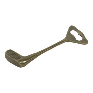 Vintage Solid Brass Golf Club Bottle Opener For Sale