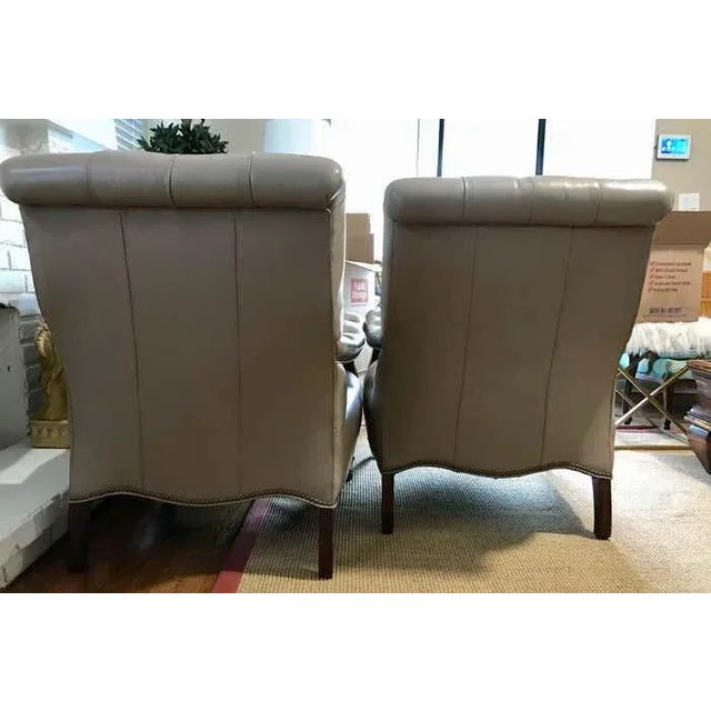 1990s Pair of Hancock & Moore Leather Cigar Chairs For Sale - Image 9 of 12