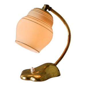 1950s Sculptural Glass and Brass Table Lamp in the Manner of Paavo Tynell for Valinte Oy