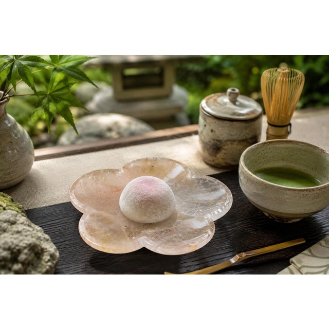 Rock Crystal Peach Blossom Plate Japanese Artisan For Sale - Image 4 of 14