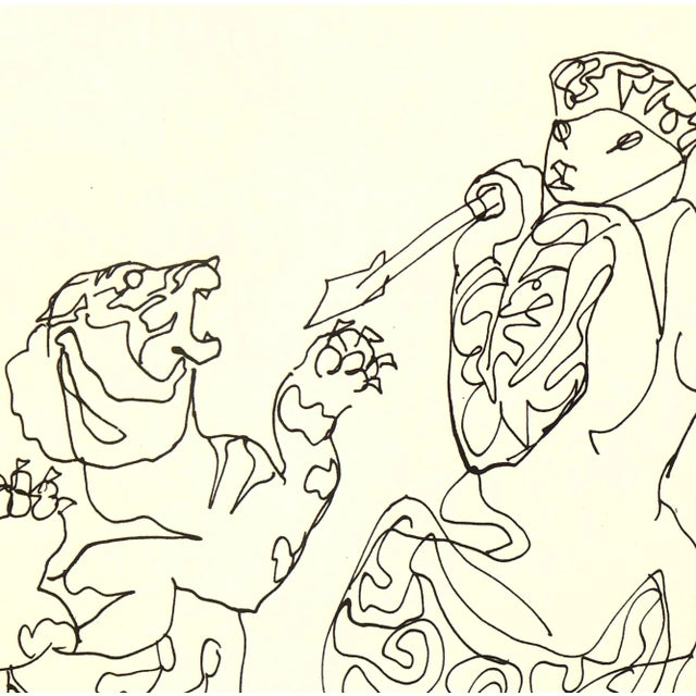 Mid-Century Modern Vintage 1961 Original Modernist Lithograph For Sale - Image 3 of 5