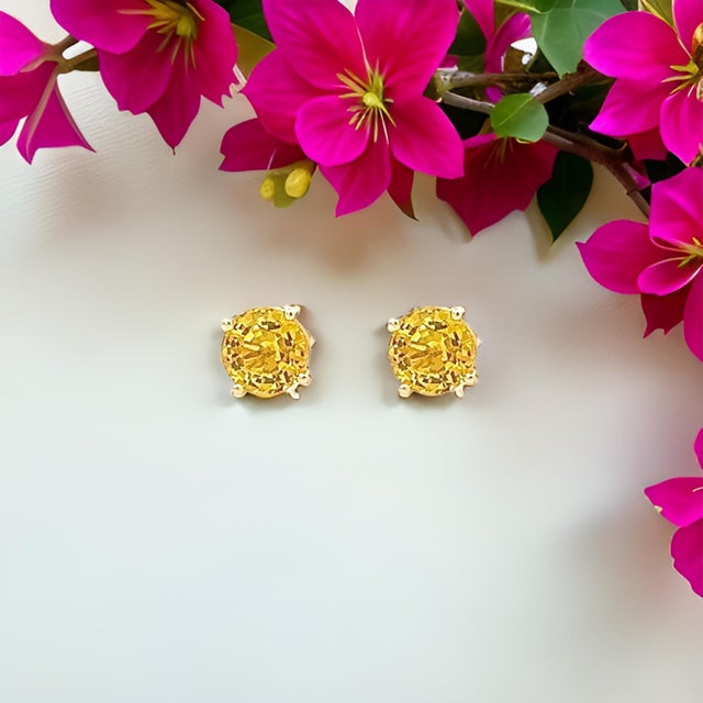 Natural Sapphire Stud Earrings 14k Yellow Gold 1.7 TCW Certified For Sale - Image 12 of 14
