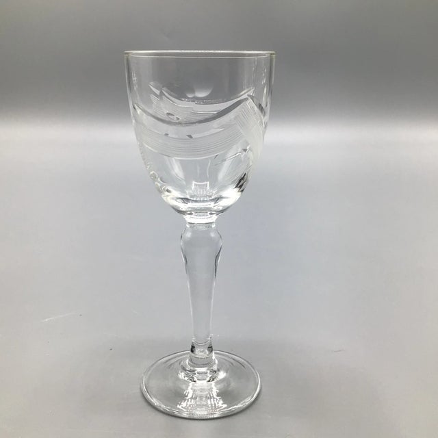 Glass Cut Crystal European Abstract Line and Bubble Stemware-Set of 39 For Sale - Image 7 of 13