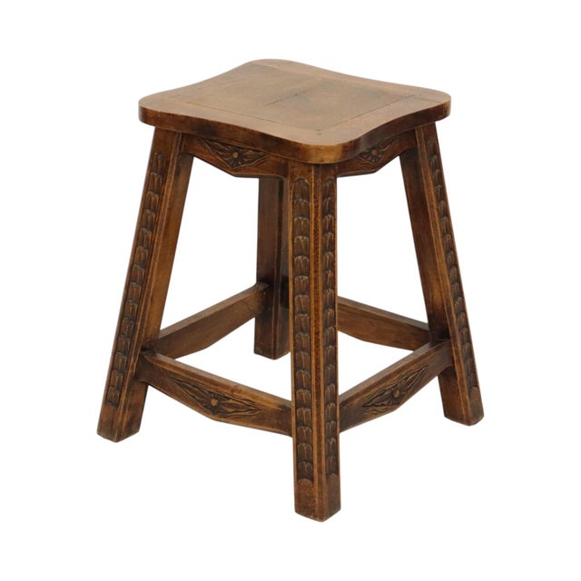 Wood Vintage Wood Stool, 1950s For Sale - Image 7 of 16
